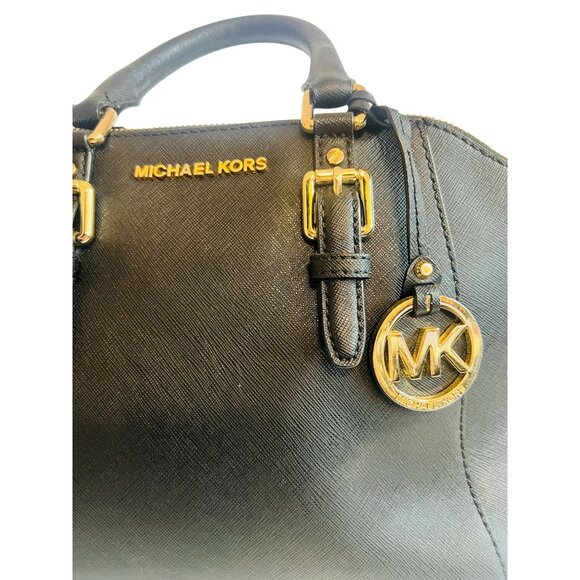 Michael Kors Ciara Medium Messenger Bag Purse Black Handbag Saffiano Leather - Picture 2 of 12